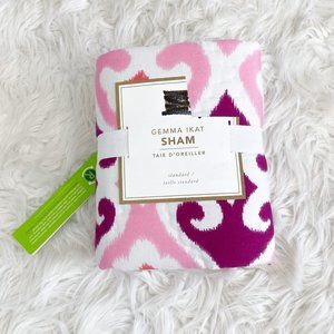 Pottery Barn Teen Gemma Ikat Sateen Sham Standard Pink Magenta White NEW